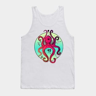 Blue Red Blend Brown Octopus Tank Top